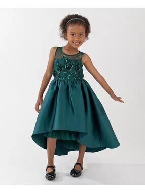Rare Editions 2T sequin Appliqué Illusion Dress